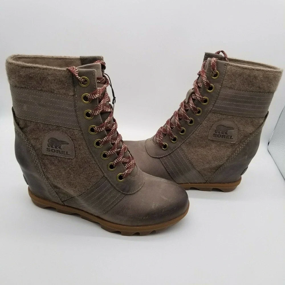 Sorel Women's Lexie Wedge Khaki II Winter Ankle Boots NL3778-297 Size 10 - Picture 3 of 11